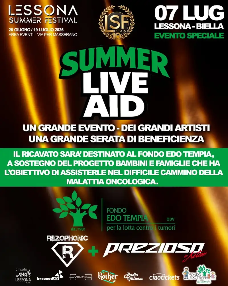 SUMMER LIVE AID - Il Grande Evento a favore del Fondo Edo Tempia