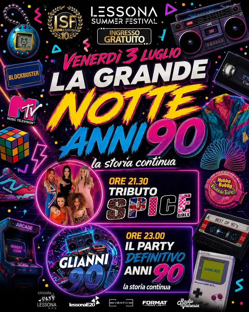 Lessona Summer Festival 2026: La Grande Notte Anni 90