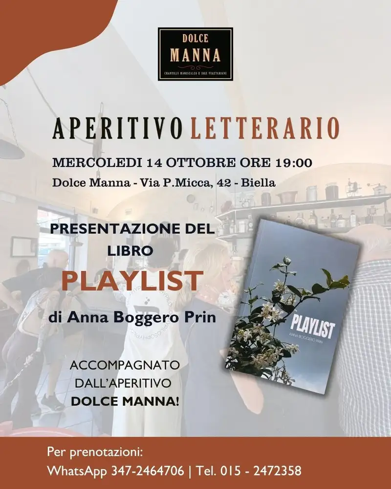 Aperitivo Letterario con presentazione libro PLAYLIST